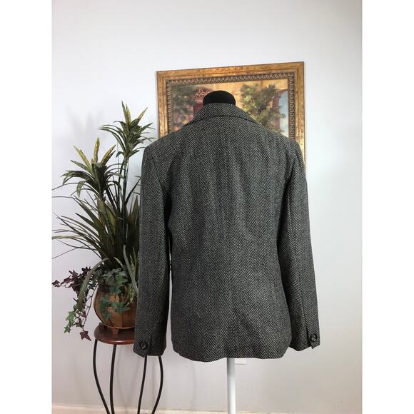 Larry Levine Blazer Womens Size 10 Gray Black Herringbone Lined Career Jacket - Picture 4 of 10